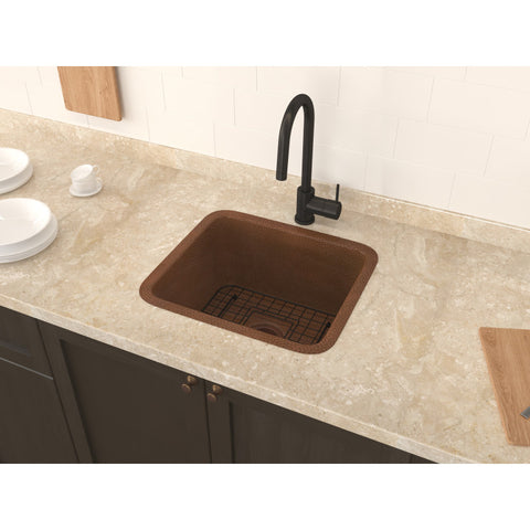 K-AZ241 - ANZZI Havel Drop-in Handmade Copper 17 in. 0-Hole Single Bowl Kitchen Sink in Hammered Antique Copper