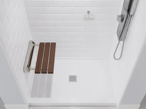 Kind 20 in. Teak Wall Mounted Folding Shower Seat