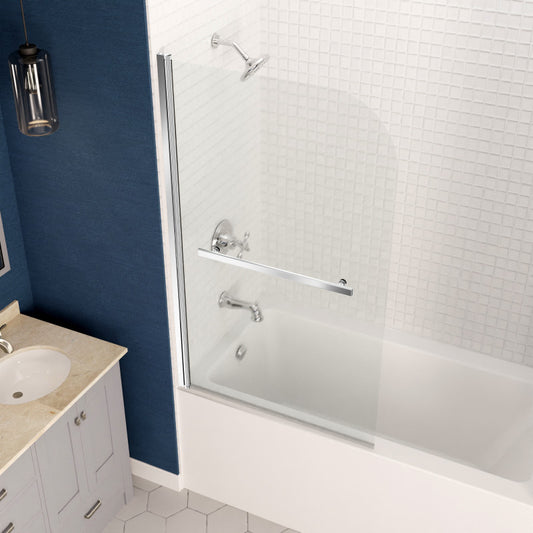 SD05301CH-3260L - ANZZI Anzzi 5 ft. Acrylic Left Drain Rectangle Tub in White With 34 in. x 58 in. Frameless Tub Door in Polished Chrome