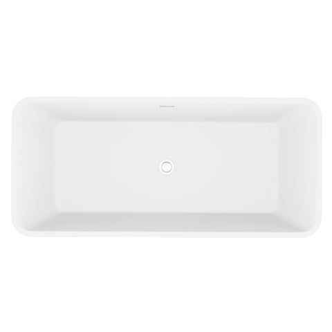 ANZZI Cenere 4.9 ft. Man-Made Stone Center Drain Freestanding Bathtub in Matte White