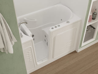 ANZZI 52 in. x 30 in. Left Drain Whirlpool Jetted Bathtub in White with Rounded Toilet and Soft Close Lid