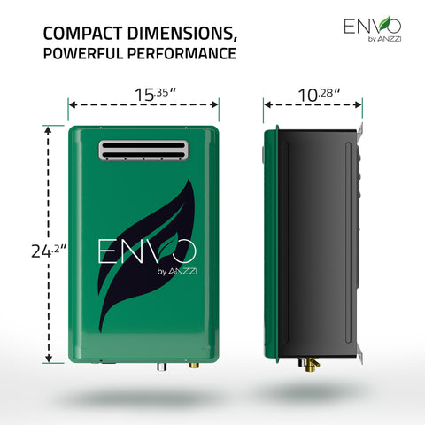 ANZZI ENVO Tankless Gas Water Heater (Up to 199,000 BTU), Copper Heat Exchanger, High-Flow Capacity, Anti-Freezing Protection, Energy Smart