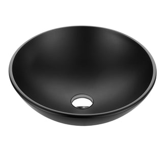 LS-AZ905MB - ANZZI Amalfi Series 17 in. L x 17 in. W Round Bathroom Vessel Sink in Matte Black Finish Glass with Chrome Pop-Up Drain