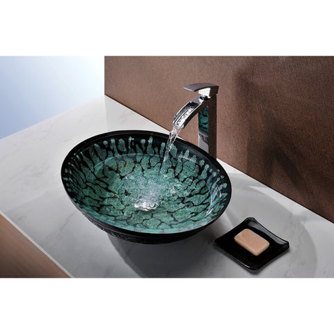ANZZI Bravo Series Deco-Glass Vessel Sink in Lustrous Black