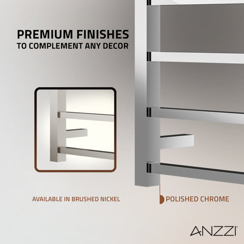 ANZZI Charles Series 6-Bar Stainless Steel Wall Mounted Electric Towel Warmer Rack