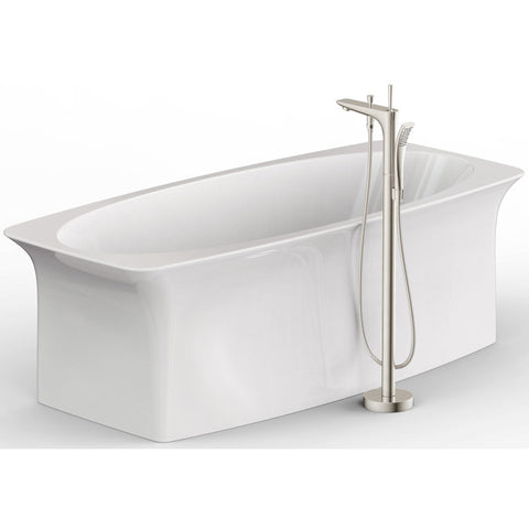 FS-AZ0029BN - ANZZI Kase Series 1-Handle Freestanding Claw Foot Tub Faucet with Hand Shower in Brushed Nickel