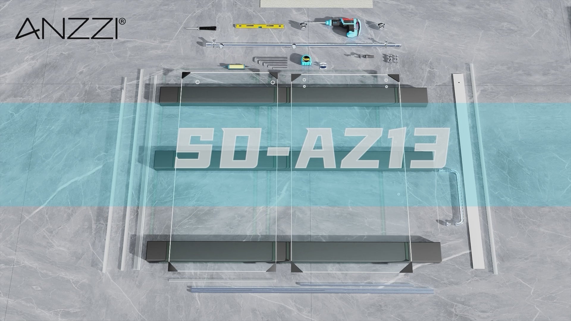 SDR-AZ8077-02BN - ANZZI Lone Series 60 in. x 76 in. H Sliding