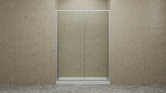 Halberd Series 59 to 60 in. x 72 in. Sliding Framed Shower Door in Matte Black with Tsunami Guard Tempered Clear Glass