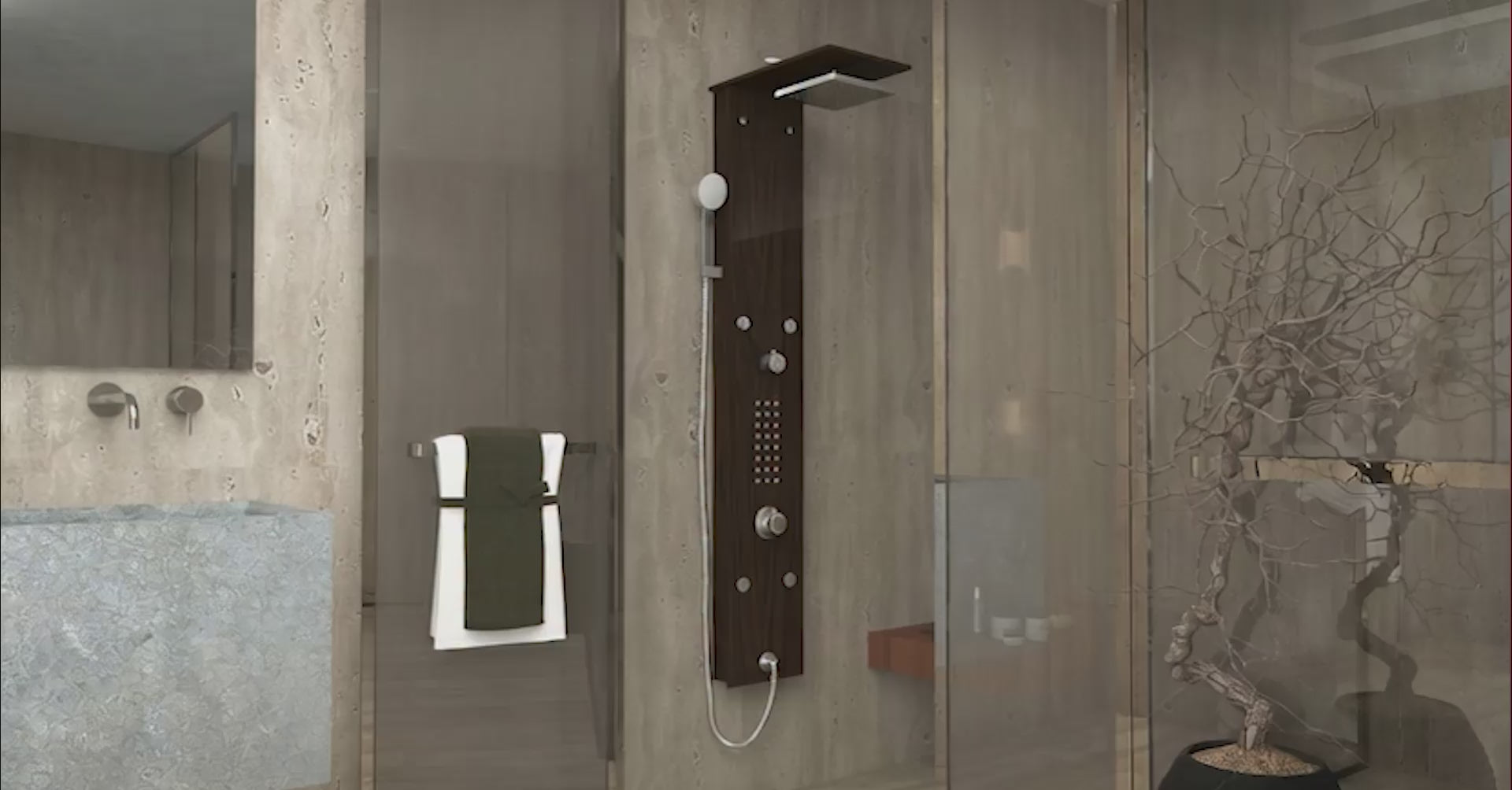 SP-AZ015 - ANZZI Lann 53 in. 3-Jetted Full Body Shower Panel