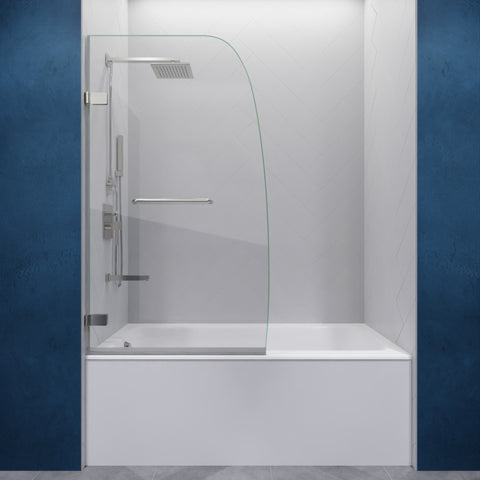 SD-AZ8074-01BNR - ANZZI ANZZI Series 34 in. by 56 in. Frameless Hinged Tub Door in Brushed Nickel