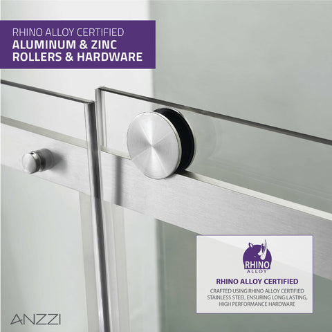 ANZZI Rhodes Series 60 in. x 76 in. Frameless Sliding Shower Door with Handle