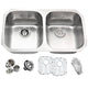 ANZZI MOORE Undermount 32 in. Double Bowl Kitchen Sink with Accent Faucet