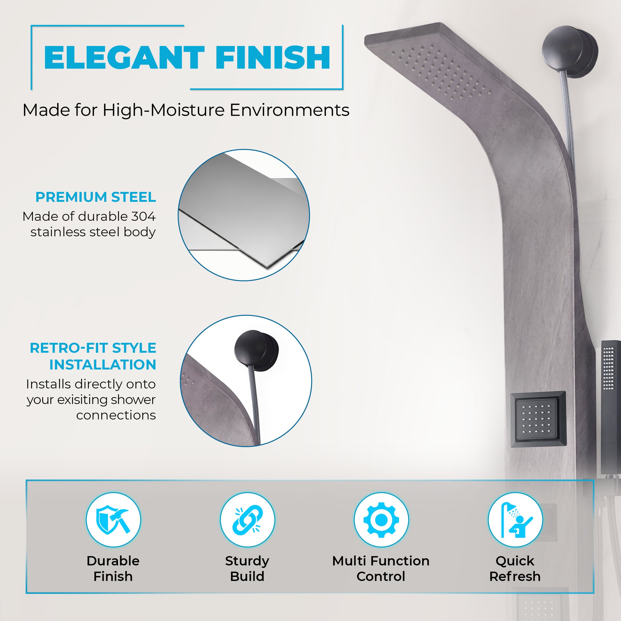 SP-AZ078PRX - ANZZI Aura Series 39 in. 2-Jetted Full Body Shower