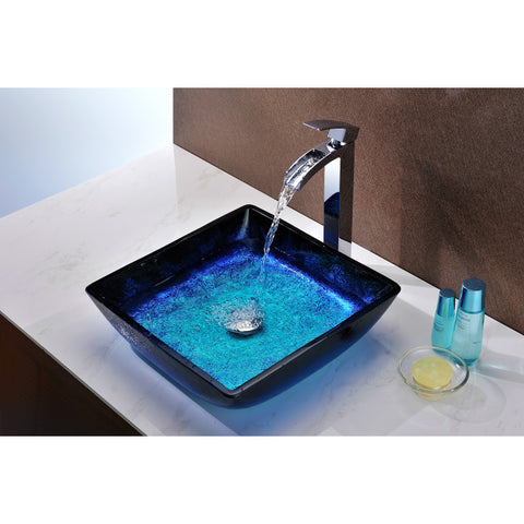 Kuku Deco-Glass Vessel Sink in Blazing Blue Kuku Deco-Glass Vessel Sink in Blazing Blue