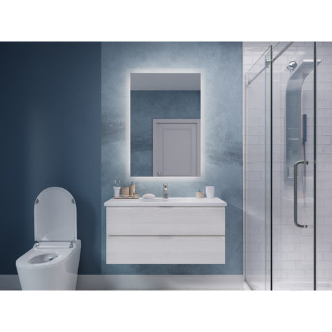VT-MR3CT39-WH - 39 in W x 20 in H x 18 in D Bath Vanity in Rich White with Cultured Marble Vanity Top in White with White Basin & Mirror