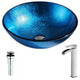 LSAZ078-097B - ANZZI Arc Series Deco-Glass Vessel Sink in Lustrous Light Blue with Key Faucet in Brushed Nickel
