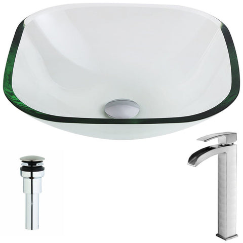 Cadenza Series Deco-Glass Vessel Sink with Key Faucet