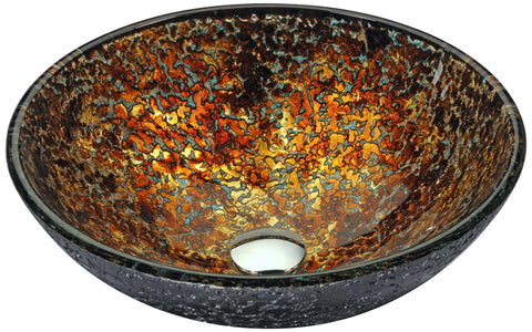 Tuasavi Series 17 in. Bathroom Vessel Sink with Scratch-Tough and Stain-Resistant Non-Porous Surface in Brown Glass