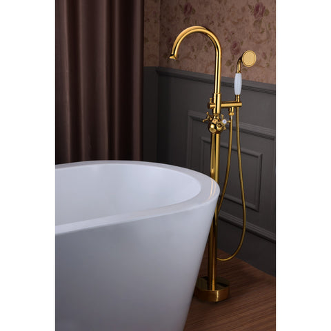 FS-AZ0061RG - ANZZI Bridal 3-Handle Claw Foot Tub Faucet with Hand Shower in Gold