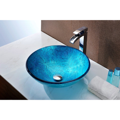 S120 - ANZZI Tereali Series Deco-Glass Vessel Sink in Blue Ice