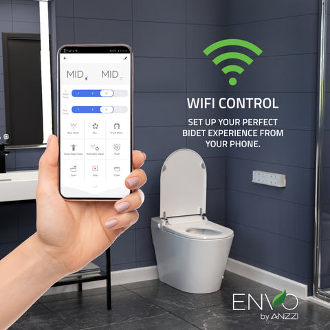 ENVO Echo Elongated 1.28 GPF Smart Bidet Toilet in White with Auto Open, Auto Flush, Heated Seat, Voice and Wifi Control