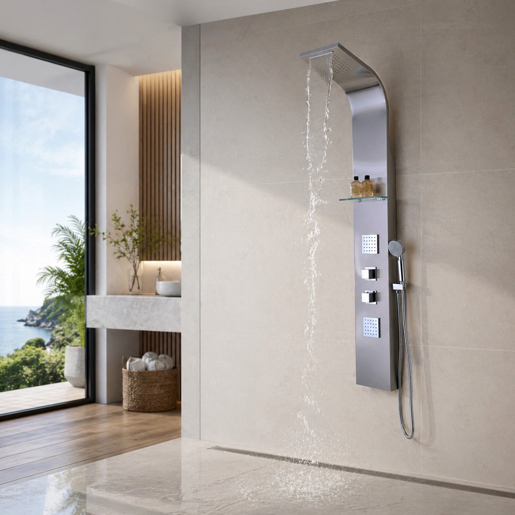 SP-AZ023 - ANZZI Niagara 64 in. 2-Jetted Full Body Shower Panel SP-AZ023 - ANZZI Niagara 64 in. 2-Jetted Full Body Shower Panel