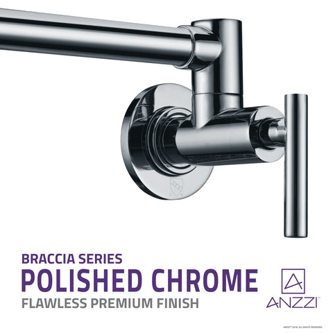 Braccia Series 24" Wall Mounted Pot Filler in Polished Chrome