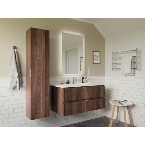 VT-MR3SCCT39-DB - ANZZI 39 in. W x 20 in. H x 18 in. D Bath Vanity Set in Dark Brown with Vanity Top in White with White Basin and Mirror