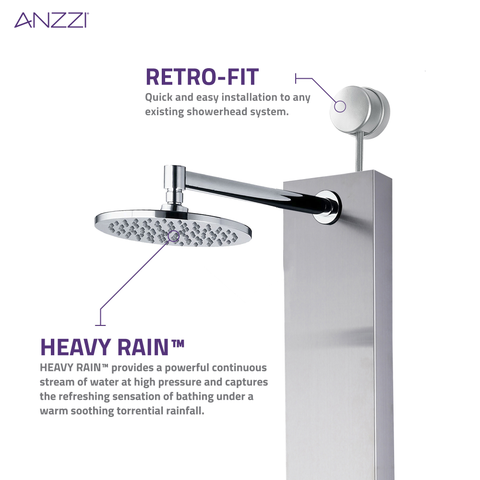 SP-AZ080BN - ANZZI Beverly Series 43 in. 3-Jetted Shower Tower with Heavy Rain Shower and Body Jets and Spray Wand in Brushed Nickel