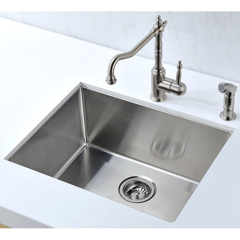 K-AZ2318-1A - ANZZI Vanguard Undermount Stainless Steel 23 in. 0-Hole Single Bowl Kitchen Sink in Brushed Satin