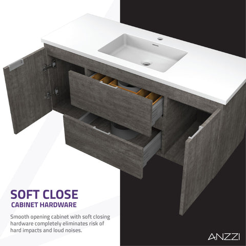 ANZZI Conques 48 in W x 20 in H x 18 in D Bath Vanity with Cultured Marble Vanity Top in White with White Basin