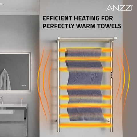 ANZZI Eve 8-Bar Stainless Steel Wall Mounted Electric Towel Warmer Rack