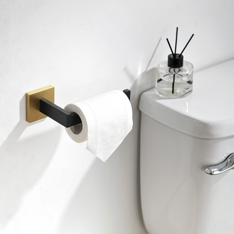 ANZZI 5-Piece Matte Black & Satin Brass Bathroom Accessories Set