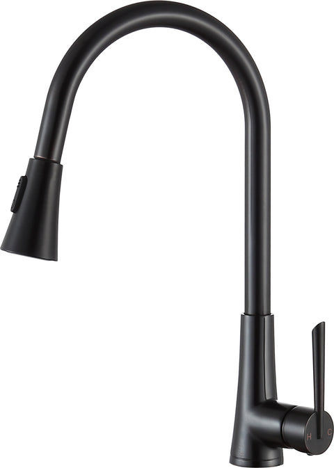 ANZZI Tulip Series 17.72 in.H Single-Handle Pull-Out Sprayer Kitchen Faucet with Brass Material in Oil Rubbed Bronze Finish