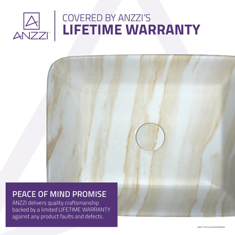 ANZZI Marbled Series Ceramic Vessel Sink in Marbled Cream Finish