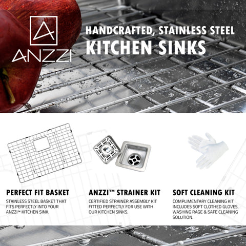ANZZI Elysian Farmhouse Stainless Steel 36 in. Single Bowl Kitchen Sink in Brushed Satin