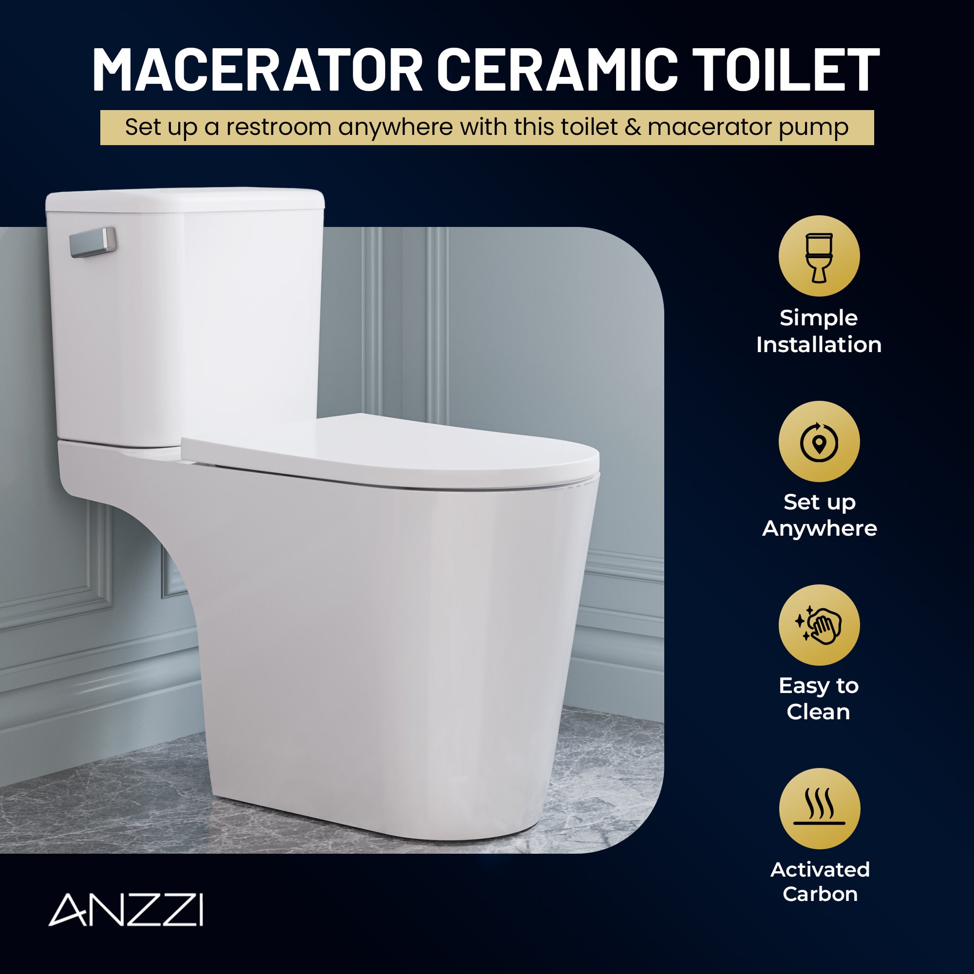 TL-AZ600-PRX - ANZZI ANZZI Nesso 1.6 GPF Upflush Macerating Toilet