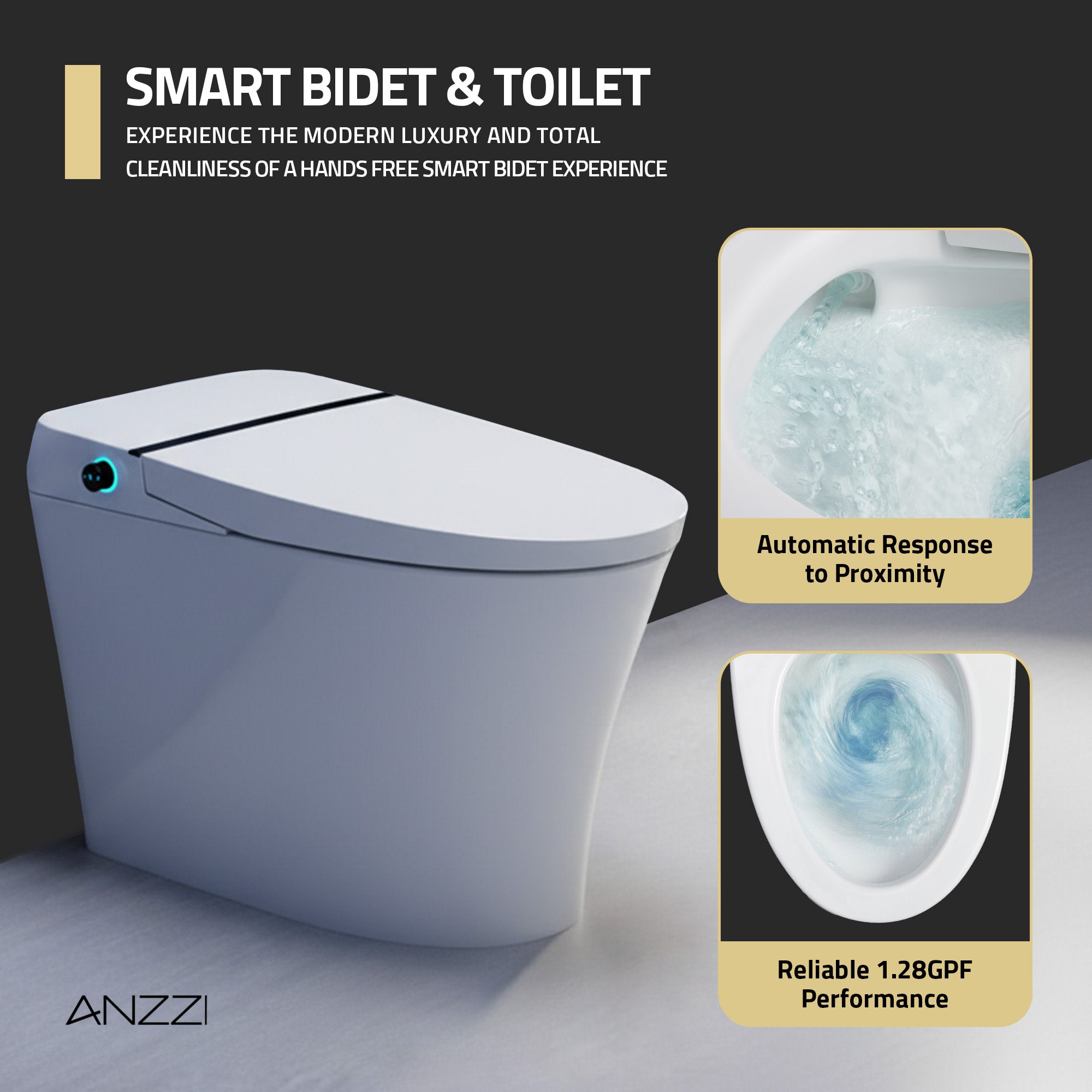 TL-ST823WH - ANZZI Juno 26 in. Smart Toilet and Bidet Set in White