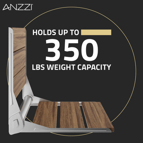 ANZZI Isle 17 in. Teak Wall Mounted Folding Shower Seat