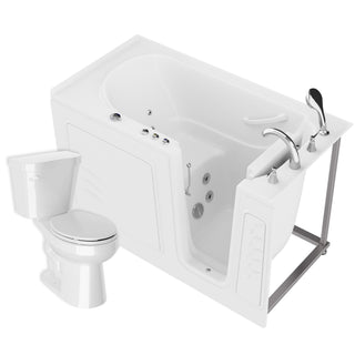 ANZZI 59 in. x 30 in. Right Drain Whirlpool Jetted Bathtub in White with Rounded Toilet and Soft Close Lid