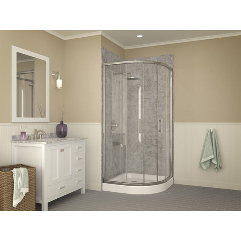 SB-AZ20RO - ANZZI Randi 32 in. L x 32 in. W Neo-Round Double Threshold Corner Shower Pan Base with Center Drain in White