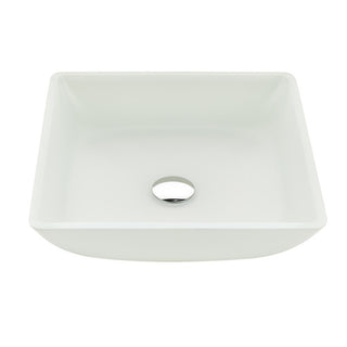 LS-AZ912 - ANZZI Solstice Series 16 in. L x 16 in. W Square Bathroom Vessel Sink in White Finish Glass with Chrome Pop-Up Drain