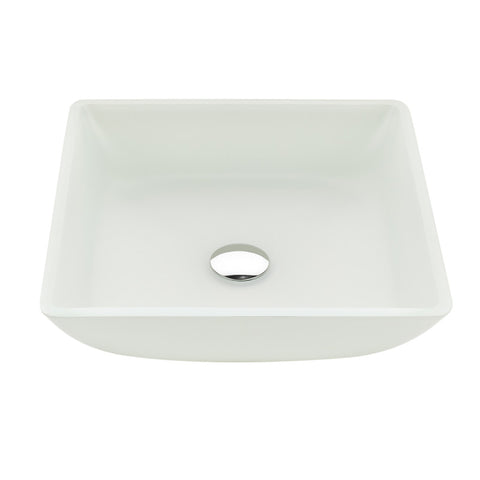 LS-AZ912 - ANZZI Solstice Square Glass Vessel Bathroom Sink with White Finish