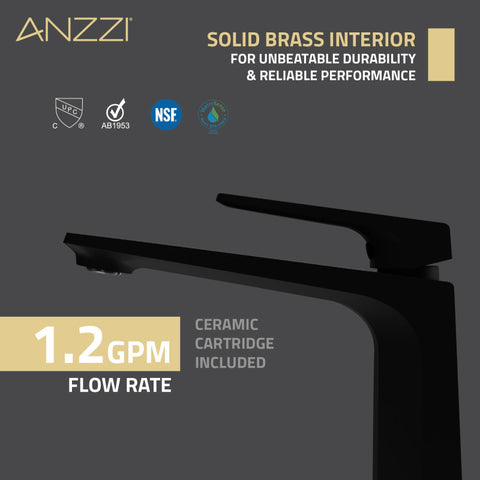 ANZZI Single Handle Single Hole Bathroom Vessel Sink Faucet With Pop-up Drain