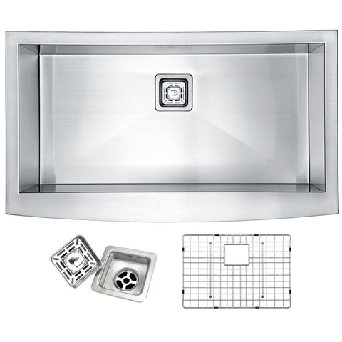 K-AZ3320-1AS - Elysian Farmhouse Stainless Steel 32 in. 0-Hole Single Bowl Kitchen Sink in Brushed Satin
