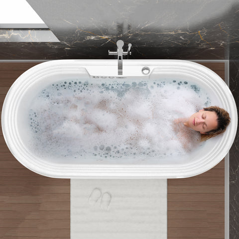 Sofi 67 in. x 34 in. Acrylic Freestanding Whirlpool and Air Combination Heated Bathtub w/Drain and Overflow in White