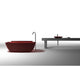ANZZI Vida 5.2 ft. Solid Surface Center Drain Freestanding Bathtub in Deep Red