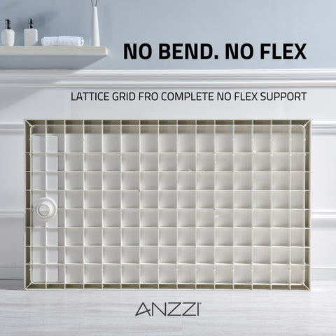ANZZI Shower Base 60 in. L x 30 in. W Shower Pan Base with Left Drain in Glossy White Marine Acrylic