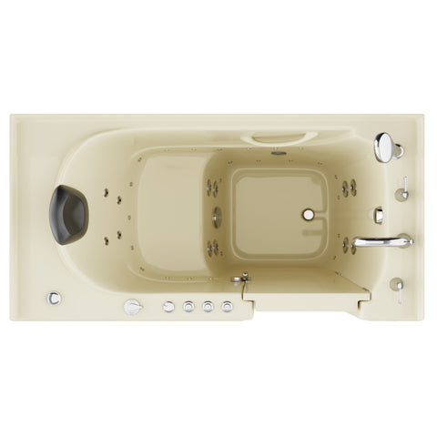 ANZZI Coupe Series 30 in. x 60 in. Right Drain Quick Fill Walk-In Whirlpool and Air Tub with Powered Fast Drain in Biscuit