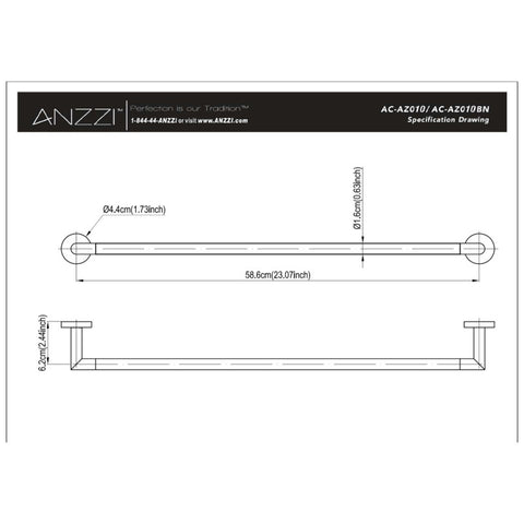 ANZZI Caster 2 Series 23.07 in. Towel Bar in Polished Chrome
